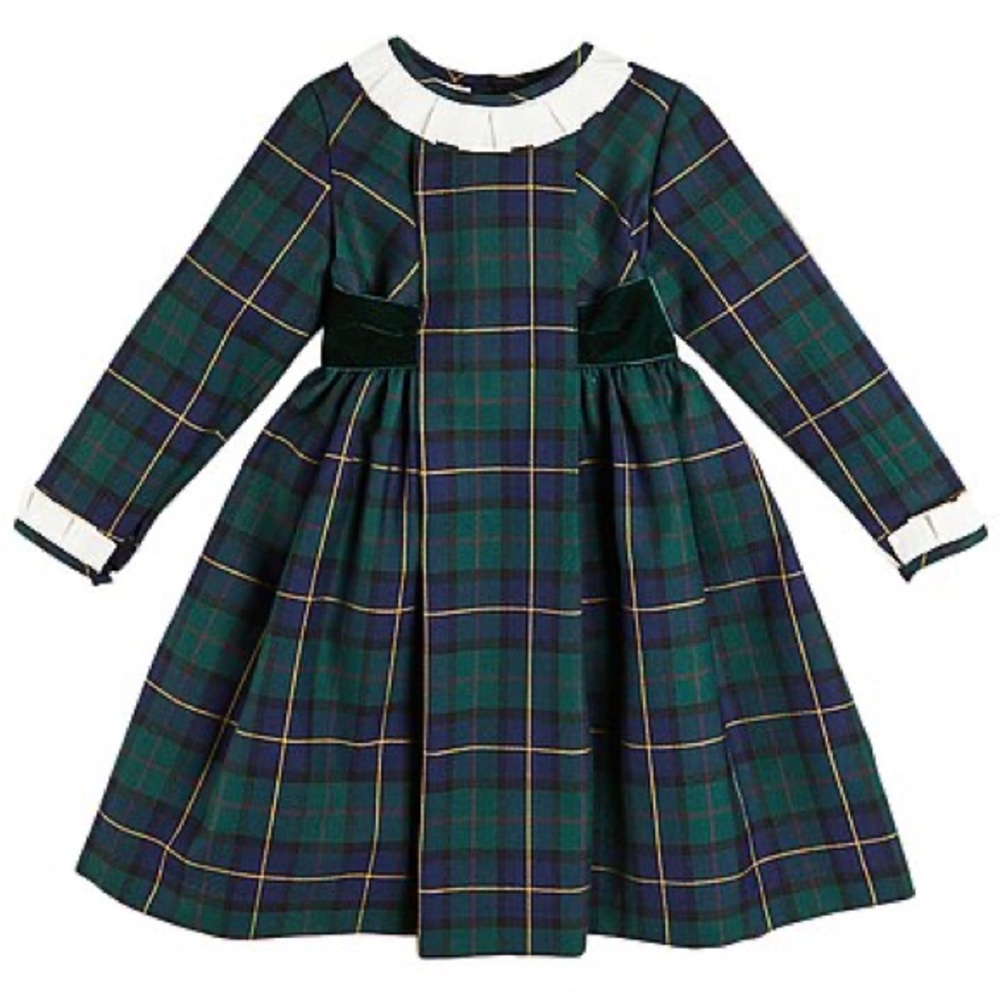 Elegant Green Plaid Kids Formal Dress